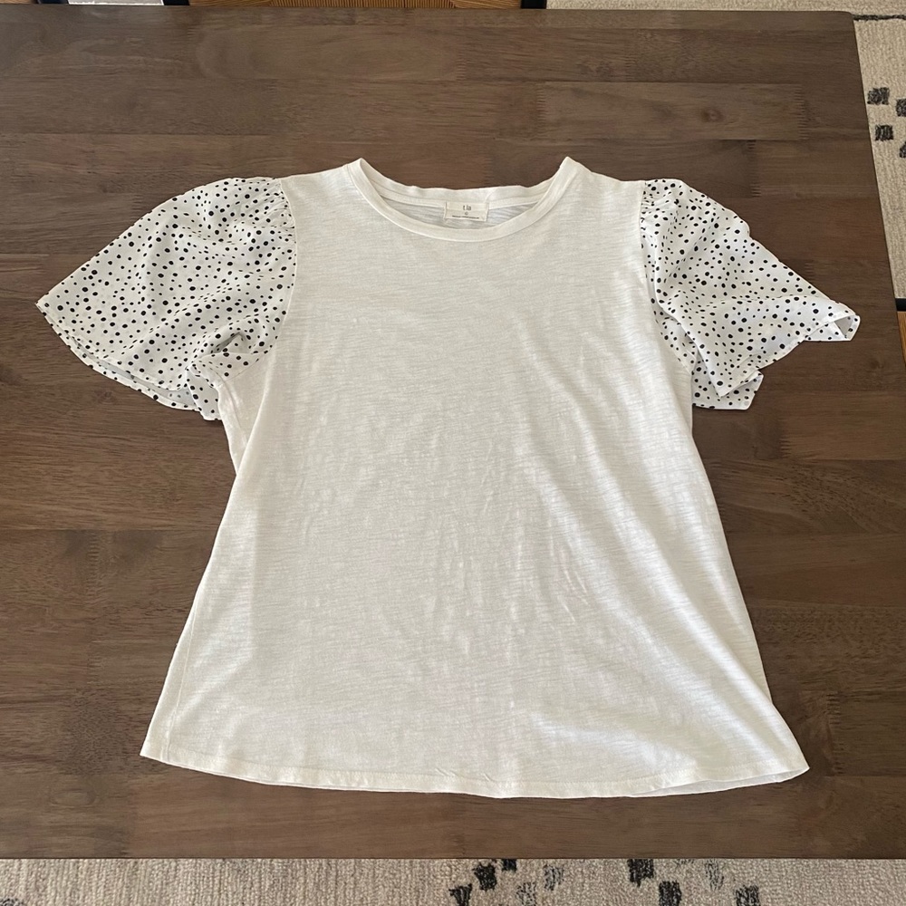 Anthropologie T.La Woven Flutter Sleeve Tee